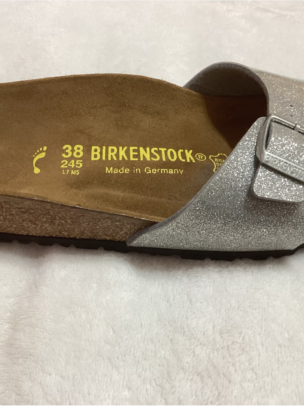Birkenstock Madrid Silver Metallic Slide Sandals Size 38 - US 7 Narrow Men’s 5N - Picture 7 of 11
